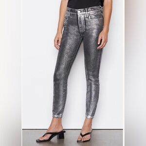 Frame Le High Skinny Crop Color Chrome Noir Size 25